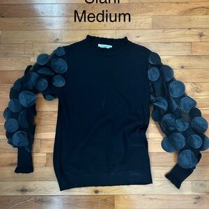 Glam Black Decorative Sleeve Sweater - Medium